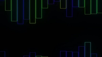Poster - Audio waveform equalizer on a black background. Design. Vertical silhouettes of bars moving up and down.