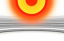 Orange Yellow Sun With Black And White Curved Lines Illustration Background