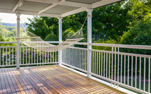 Hammock On Covered Terrace Of Old Queenslander Home In Rural Australia