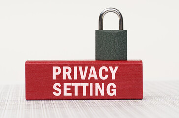 Poster - On the reports there is a red block with the inscription - PRIVACY SETTING and a lock.