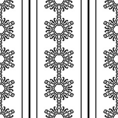Poster - Vintage wallpaper with round ornament and stripes,seamless pattern. Black and white. Vector illustration. For fabric, tiles, wallpaper or packaging.