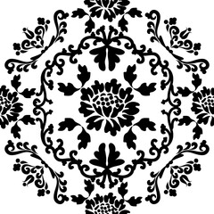 Poster - Beautiful seamless pattern in baroque style. Black and white vintage pattern. Vector illustration. For fabric, tiles, wallpaper or packaging.