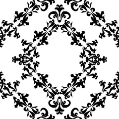 Poster - Vintage decorative black and white pattern. Seamless ornament in damask style. Vector illustration.