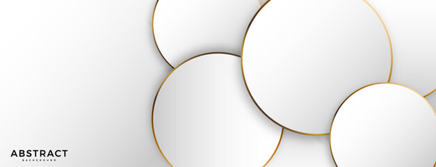 Aufkleber - geometric abstract background with white shape and golden outline. vector banner design