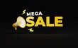 mega sale banner gold 3d with megaphone