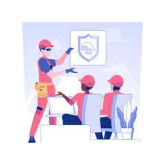 Poster - Workplace safety training isolated concept vector illustration. Group of diverse colleagues deals with work safety training, human resources, pursue career, occupational health vector concept.