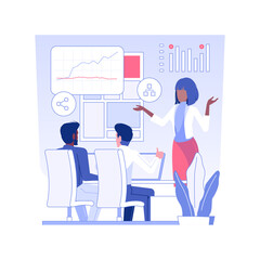 Poster - Presentation of creative idea isolated concept vector illustration. Advertising agency worker presents campaign idea to clients, business promotion strategy, digital marketing vector concept.