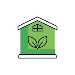 Sticker - green house with leafs