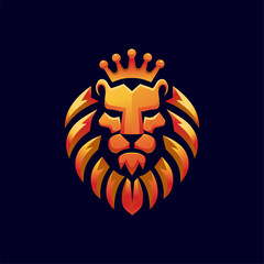 Wall Mural - golden royal lion kings head mascot vector