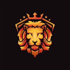 Wall Mural - golden royal lion kings head mascot vector