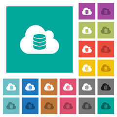 Poster - Cloud database square flat multi colored icons