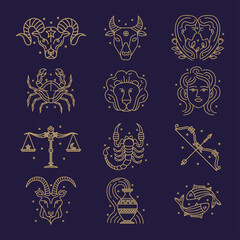 twelve astrology signs icons