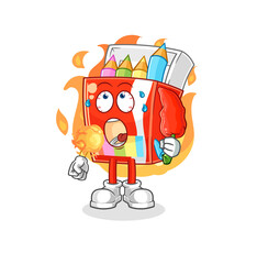 Canvas Print - colored pencils eat hot chilie mascot. cartoon vector