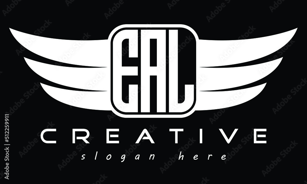 EAL Three letter Wing minimal typography font Monogram emblems flying ...