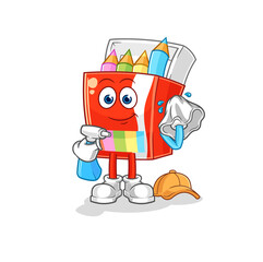 Canvas Print - colored pencils cleaner vector. cartoon character