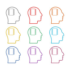 Fototapete - Chip inside head icon isolated on white background. Set icons colorful