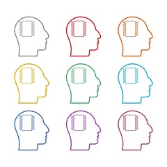 Fototapete - Chip inside head icon isolated on white background. Set icons colorful