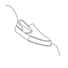 Vector illustration of sneakers sports shoes in a continuous one line isolated white background