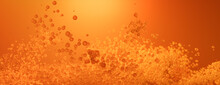 Abstract 3D Background With Floating Particles. Orange, Medical Concept.