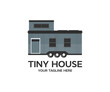 Mobile tiny house , tiny house trailer  logo design. Modern Small Tiny House Building  vector design and illustration.