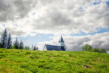 Small Church In A Rural Scenery In Cloudy Weather