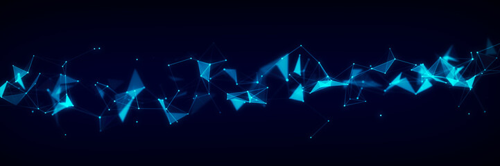 Poster - Futuristic global network connection structure. Cyber security digital data flow. Science background concept. 3D rendering.