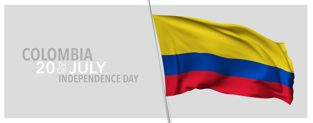 Wall Mural - Colombia happy independence day greeting card, banner with template text vector illustration