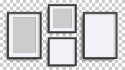 Wall Mural - photo frames, realistic square black frames mockup
