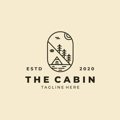 Wall Mural - cabin line art logo vector illustration design