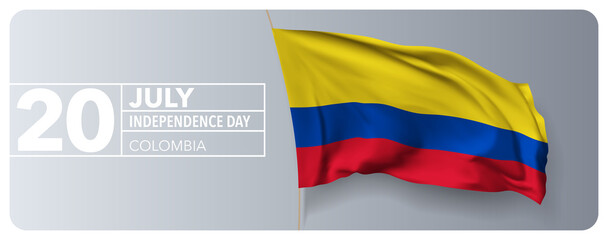 Wall Mural - Colombia happy independence day greeting card, banner vector illustration