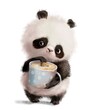 Cute panda bear with cup of coffee