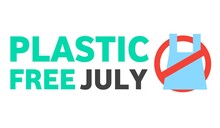 Plastic Free July. July Is The Month Of Plastic Free Awareness In The United Kingdom. Stop Using Plastic Concept. Say No To Plastics Month. Web Banner Or Poster For Plastic Free Month.
