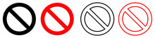 Red And Black Stop Sign Vector Icon Set. Warning Illustration Sign Collection. Entry Forbidden Symbol.