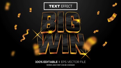 Poster - 3d editable text effect big win theme premium vector