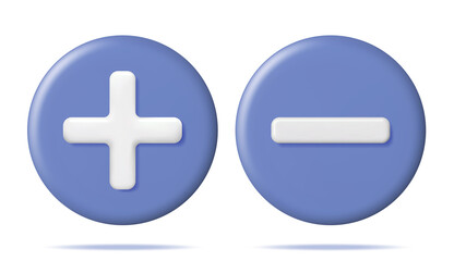 Poster - 3d Plus and Minus Icon Isolated.