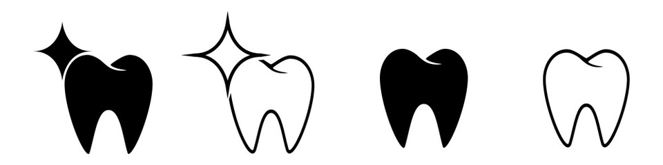 Tooth vector icon set. dentist illustration sign collection. 