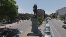 Flying Left Shot Of Ulysses Grant Statue In Crown Heights Brooklyn