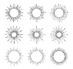 Wall Mural - sunburst, explosion effects, vintage doodle isolated on white background