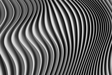Poster - 3d illustration of a stereo white  strip . Geometric stripes similar to waves. Abstract   glowing crossing lines pattern