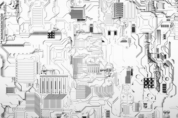 Aufkleber - Detail of a futuristic  machine. 3D illustration of a futuristic wall made of various details. Cyberpunk background. Industrial wallpaper. Grunge details