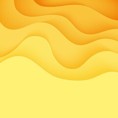 Wall Mural - Abstract yellow background in cut paper style. Cutout orange wallpaper. Wavy template for save the Earth posters, eco brochures, business presentations. Vector card illustration of papercut background