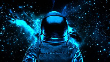 Wall Mural - Astronaut in outer space. Cosmonaut in spacesuit.
Weightlessness. Galaxy.