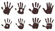 Set Of Male Hand Print Silhouettes. Handprint Silhouette (8 Pieces)