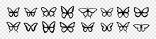 Butterfly Vector Icons. Butterflies Silhouette Black Collection. Vector Illustration