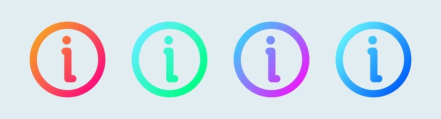 Sticker - Info line icon in gradient colors. Information sign vector collection.