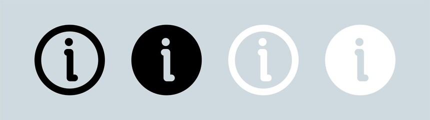 Poster - Info icon in black and white colors. Information sign vector collection.
