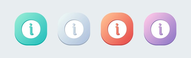Poster - Info solid icon in flat design style. Information sign vector collection.