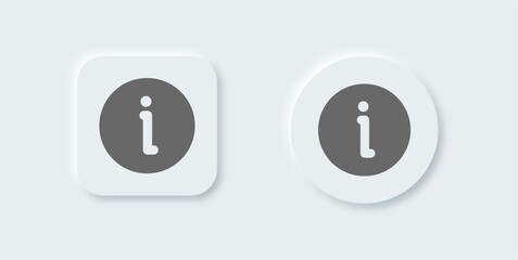 Poster - Info solid icon in neomorphic design style. Information sign vector collection.