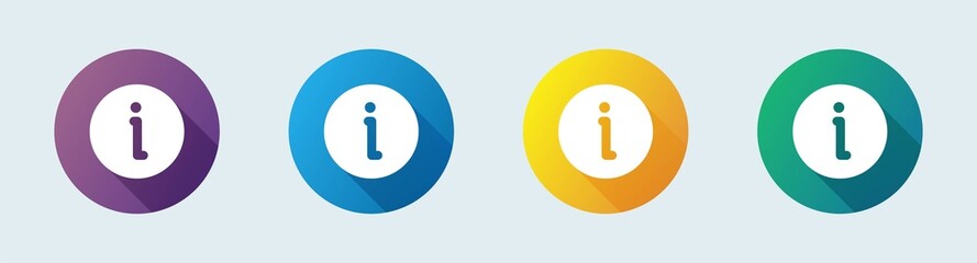 Poster - Info solid icon in flat design style. Information sign vector collection.