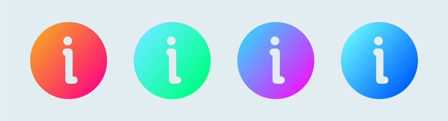 Poster - Info solid icon in gradient colors. Information sign vector collection.